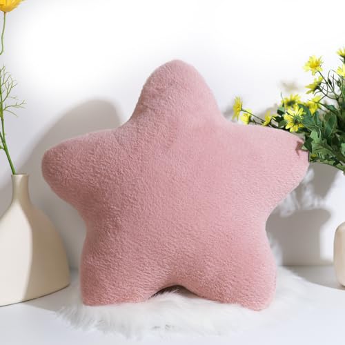 Kuschelkissen Kinder Sternkissen, Weiche Flauschige Sternform Zierkissen Sofakissen, Plüsch Kissen Dekokissen für Kinderzimmer Schlafzimmer Deko (Hellrosa,30 cm) von Herfair