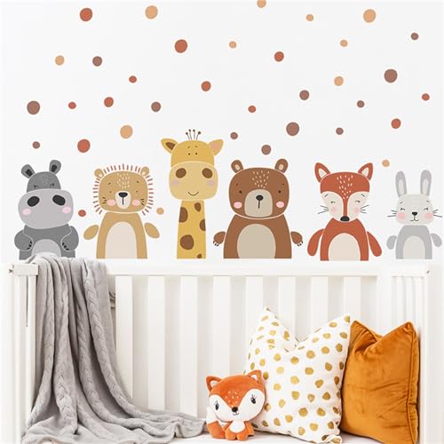 Wandsticker Kinderzimmer Cartoon Tiere Kreise Wandtattoo Selbstklebend Wanddeko Aufkleber Boho Wandaufkleber Babyzimmer Deko von Herfair