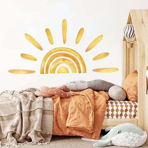 Herfair Wandtattoo Sonne Kinderzimmer Boho Wandsticker, Sonne Wandaufkleber DIY Selbstklebend Wandtattoo für Mädchen Junge Kinderzimmer Wanddeko von Herfair