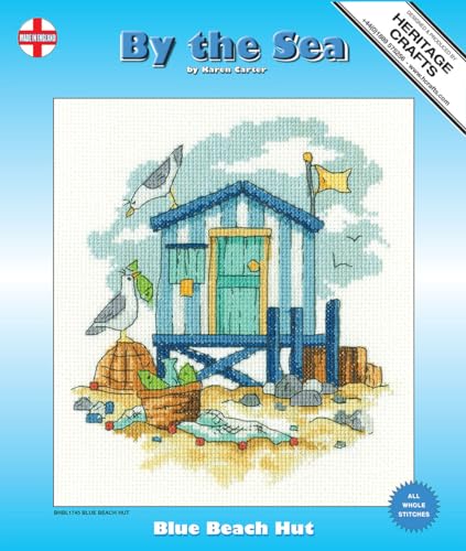 Heritage Crafts Kreuzstich Stickpackung Zählstoff Blaue Strandhütte (A) Zählmuster von Heritage Crafts