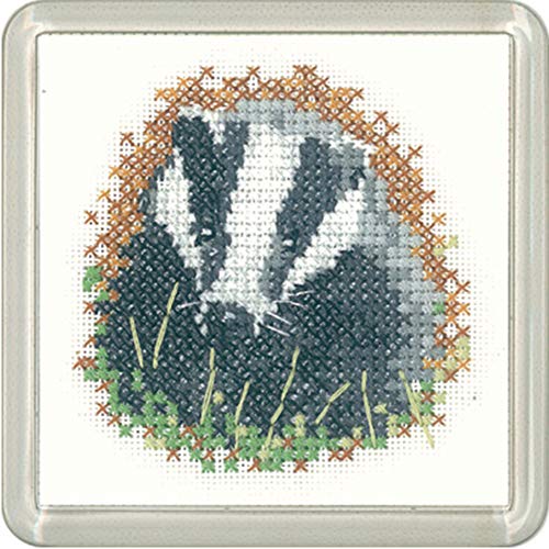 Heritage Kreuzstich Set Aida "Dachs (A)", Zählmuster, CFBG1172-A, Coaster size 7,5x7,5cm von Heritage
