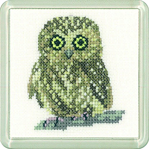 Heritage Kreuzstich Set Aida "Eule (A)", Zählmuster, CFOW1193-A, Coaster size 7,5x7,5cm von Heritage Crafts