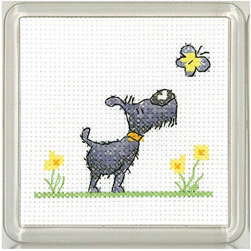 Heritage Kreuzstich Set Aida "Flutterby", Zählmuster, CGFB1584-A, Coaster size 7,5x7,5cm von Heritage Crafts