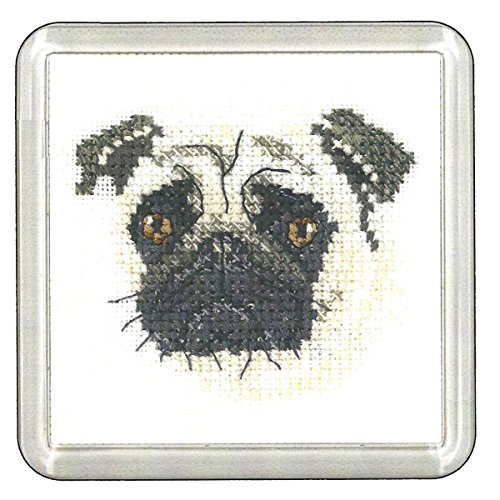 Heritage Kreuzstich Set Aida "Mops (A)", Zählmuster, CFPU1391-A, Coaster size 7,5x7,5cm von Heritage Crafts