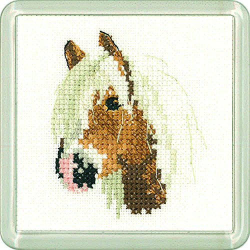 Heritage Kreuzstich Set Aida "Palomino-Pony (A)", Zählmuster, CFPP1219-A, Coaster size 7,5x7,5cm von Heritage Crafts