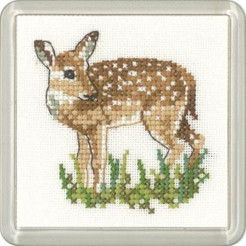 Heritage Kreuzstich Set Aida "Rehkitz (A)", Zählmuster, CFFN1171-A, Coaster size 7,5x7,5cm von Heritage Crafts