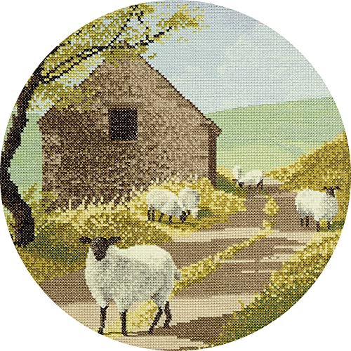 Heritage Kreuzstich Set Aida "Schafweg (A)", Zählmuster, JCST244-A, diam 25,5 cm von Heritage Crafts