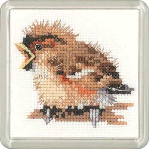 Heritage Kreuzstich Set Aida"Spatz (A)", Zählmuster, CFSP1192-A, Coaster size 7,5x7,5cm von Heritage