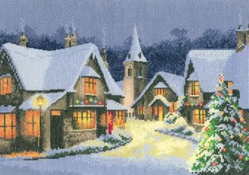 Heritage Kreuzstich Set Aida "Weihnachtsdorf (A)", Zählmuster, JCXV1244-A, 31x22cm von Heritage