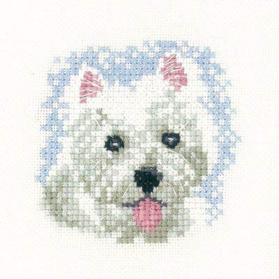 Heritage Kreuzstich Set Aida "Westie-Welpe (A)", Zählmuster, LFWP1031-A, 7x7cm von Heritage