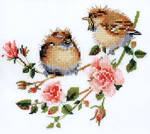 Heritage Kreuzstich Set Zählstoff "Rose-Küken-Chat (L)", Zählmuster, VPRO778-E, 15x13,5cm von Heritage Crafts