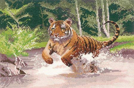 Heritage Kreuzstich Set Zählstoff "Tiger (L) ", Zählmuster, PGTI1009-E, 32x22cm von Heritage Crafts