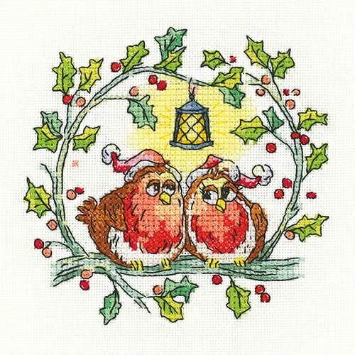 Heritage Kreuzstich Set Zählstoff "Weihnachtsrotkehlchen", Zählmuster, BFCR1528-E, 10,5x10,5cm Heritage Kreuzstich Set Zählstoff "Weihnachtsrotkehlchen", Zählmuster, BFCR1528-E, 10,5x10,5cm von Heritage Crafts