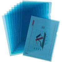 10 herlitz Sichthüllen Aktenhülle DIN A4 blau genarbt 0,19 mm von Herlitz