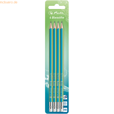 10 x Herlitz Bleistifte Greenline HB mit Radierer türkis/gelb VE=4 stü 10 x Herlitz Bleistifte Greenline HB mit Radierer türkis/gelb VE=4 stü von Herlitz