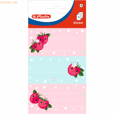 10 x Herlitz Buchetiketten Motiv 4 3 Blatt Himbeere/Kawaii von Herlitz