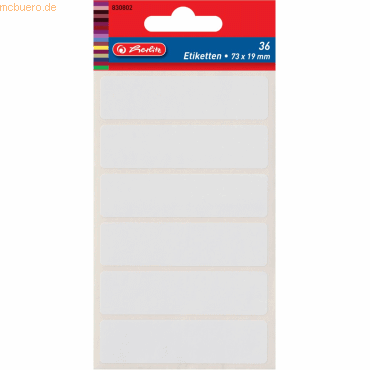 10 x Herlitz Büroetiketten 21x82mm weiß VE=30 Stück von Herlitz