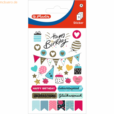 10 x Herlitz Deko-Sticker Motiv 11 selbstklebend Happy Bithday Floral von Herlitz