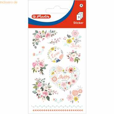 10 x Herlitz Deko Sticker Motiv 16 selbstklebend Blumen VE=3 Blatt von Herlitz