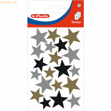 10 x Herlitz Deko-Sticker Motiv 5 selbstklebend Sterne gold/silber VE= von Herlitz