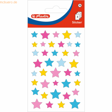 10 x Herlitz Deko-Sticker Motiv 6 selbstklebend Sterne glimmer/pastell von Herlitz