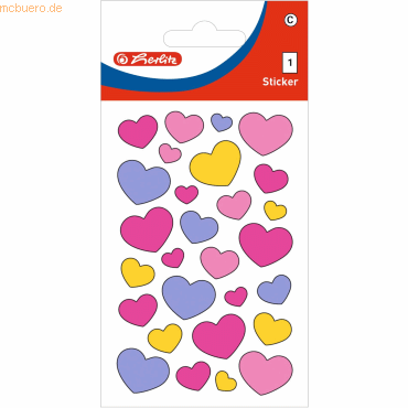 10 x Herlitz Deko-Sticker Motiv 8 selbstklebend Herzen Glimmer/Pastell von Herlitz