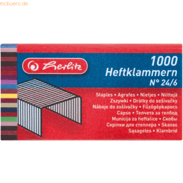 10 x Herlitz Heftklammern 24/6 VE=1000 Stück von Herlitz
