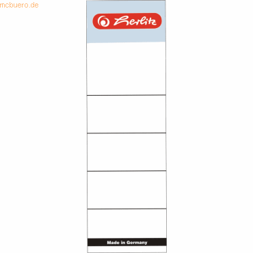 10 x Herlitz Ordnerrückenschilder 60x190mm selbstklebend weiß VE=10 St von Herlitz