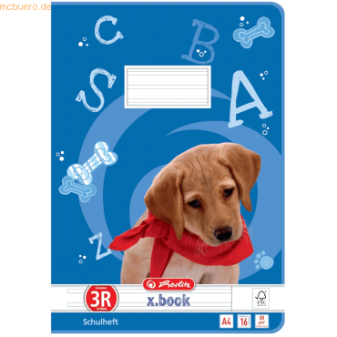 Herlitz Schulheft A4 16 Blatt Lineatur 3 mit Rand FSC Mix von Herlitz