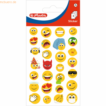 10 x Herlitz Sticker-Etikett Kids Motiv 1 3 Blatt Emoji Faces von Herlitz