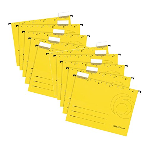 10er Set Herlitz 5874672 Hängemappe A4 UniReg farbig gelb zu 5er im Polybeutel Kraftkarton, 230 g/qm (Hängemappe | 10er Set, gelb) von Herlitz