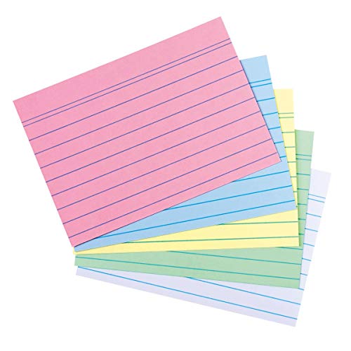 Karteikarte A8 liniert farbig sortiert 4 Farben plus weiß 200er Packung von Herlitz