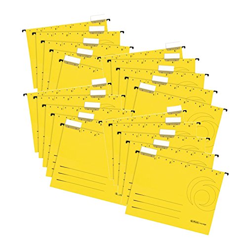 20er Set Herlitz 5874672 Hängemappe A4 UniReg farbig gelb zu 5er im Polybeutel Kraftkarton, 230 g/qm (Hängemappe | 20er Set, gelb) von Herlitz