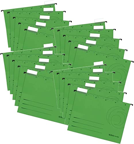 25er Set Herlitz 5874680 Hängemappe A4 UniReg farbig grün zu 5er im Polybeutel Kraftkarton, 230 g/qm (Hängemappe | 25er Set, grün) von Herlitz