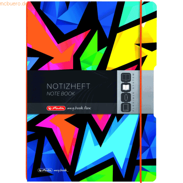 Herlitz Notizheft flex A4 PP 40 Blatt kariert Neon Art von Herlitz