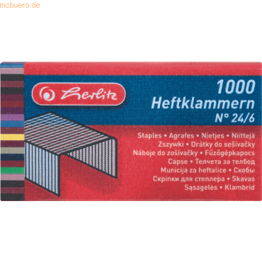 4 x Herlitz Heftklammern 24/6 VE=2x1000 Stück von Herlitz