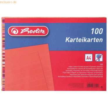 4 x Herlitz Karteikarten A5 liniert orange VE=100 Stück 4 x Herlitz Karteikarten A5 liniert orange VE=100 Stück von Herlitz