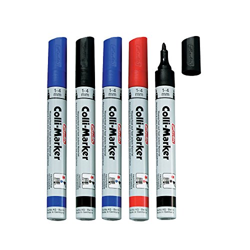 5 Herlitz Permanentmarker "Colli Marker" / 1-4mm / 2x schwarz, 2x blau, 1x rot von Herlitz