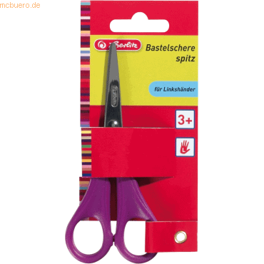 5 x Herlitz Bastelschere 13,5cm spitz farbig sortiert Linkshänder von Herlitz