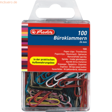 5 x Herlitz Büroklammern 26mm farbig sortiert VE=100 Stück 5 x Herlitz Büroklammern 26mm farbig sortiert VE=100 Stück von Herlitz