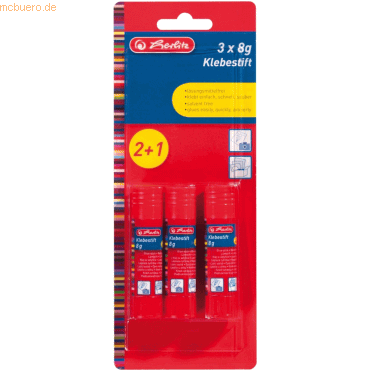 5 x Herlitz Klebestift 8g lösungsmittelfrei VE=3 Stück Blisterkarte von Herlitz