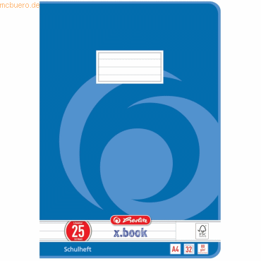 5 x Herlitz Schulheft A4 32 Blatt Lineatur 25 FSC Mix von Herlitz