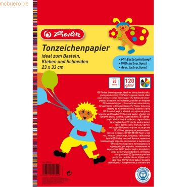 5 x Herlitz Tonzeichenpapier Block 23x33cm 20 Blatt von Herlitz