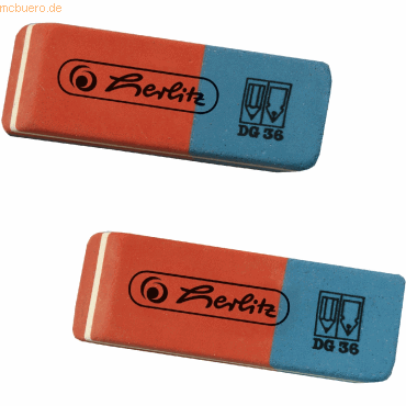 6 x Herlitz Radiergummi Kunststoff DG36 rot/blau VE=2 Stück von Herlitz