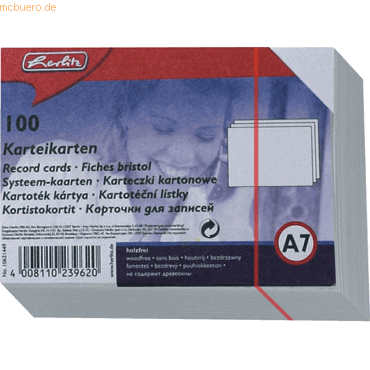 8 x Herlitz Karteikarten A7 blanco VE=100 Stück weiß von Herlitz