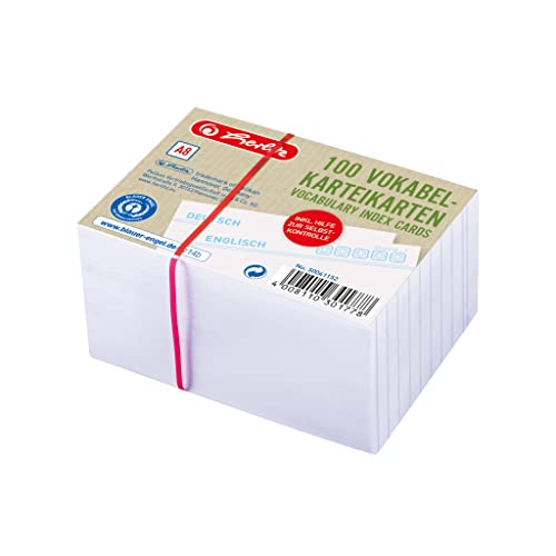 Herlitz Vokabel-Karteikarten A8, liniert, Weiß, Blauer Engel, 100 Stück, speziell für Vokabeln, 50041152 Herlitz Vokabel-Karteikarten A8, liniert, Weiß, Blauer Engel, 100 Stück, speziell für Vokabeln, 50041152 von Herlitz
