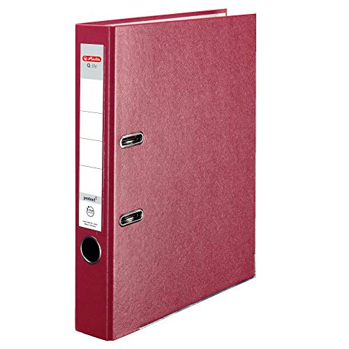 Herlitz® Q.File Aktenordner A4 | Rücken 5cm | Wechselseitiges Schild | 2-Ring-Mechanik mit Druckleiste | Strapazierfähiger PP Folie beschichteter Beschläge | Rot von Herlitz