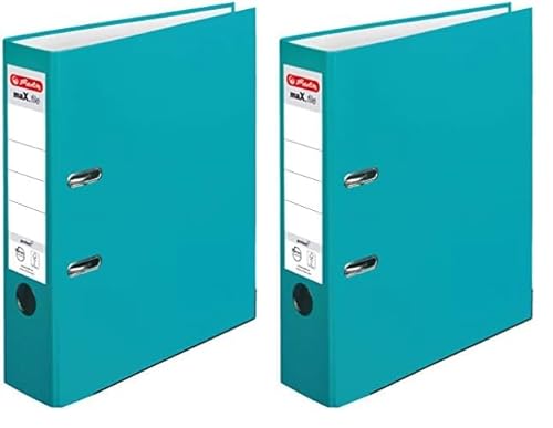 Herlitz 10094829 Ordner maX.file protect A4 (8 cm mit Einsteckrückenschild) türkis (Packung mit 2) von Herlitz