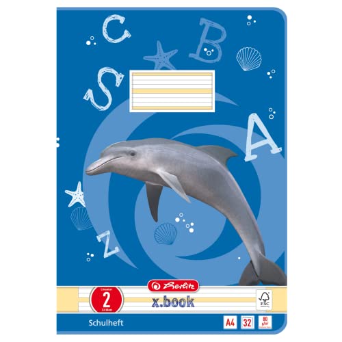 Herlitz 10767267 Heft A4 Lineatur 02, 32 Blatt, Motiv: Delfin, FSC Mix, 20 Stück Herlitz 10767267 Heft A4 Lineatur 02, 32 Blatt, Motiv: Delfin, FSC Mix, 20 Stück von Herlitz