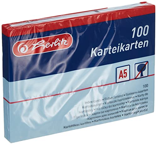 herlitz Karteikarte A5, blanko, blau, 100 Stück von Herlitz